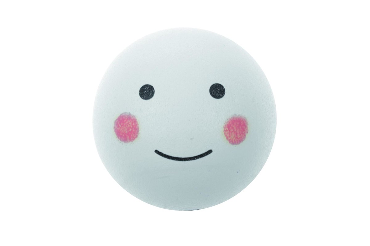 Houten ballen, geboord, gezicht beschilderd 3,5cm Stk